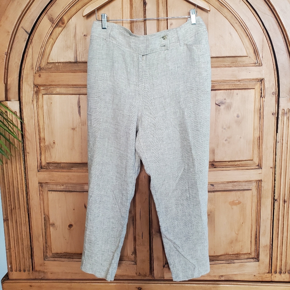 Jones New York Signature Womens Striped Capri 100% Linen Size 20W